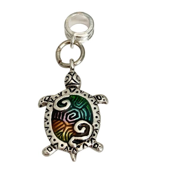 Sea Turtle European Slider Bead Clip Charm Silver Nautical Island Beach Enamel - Picture 3 of 10